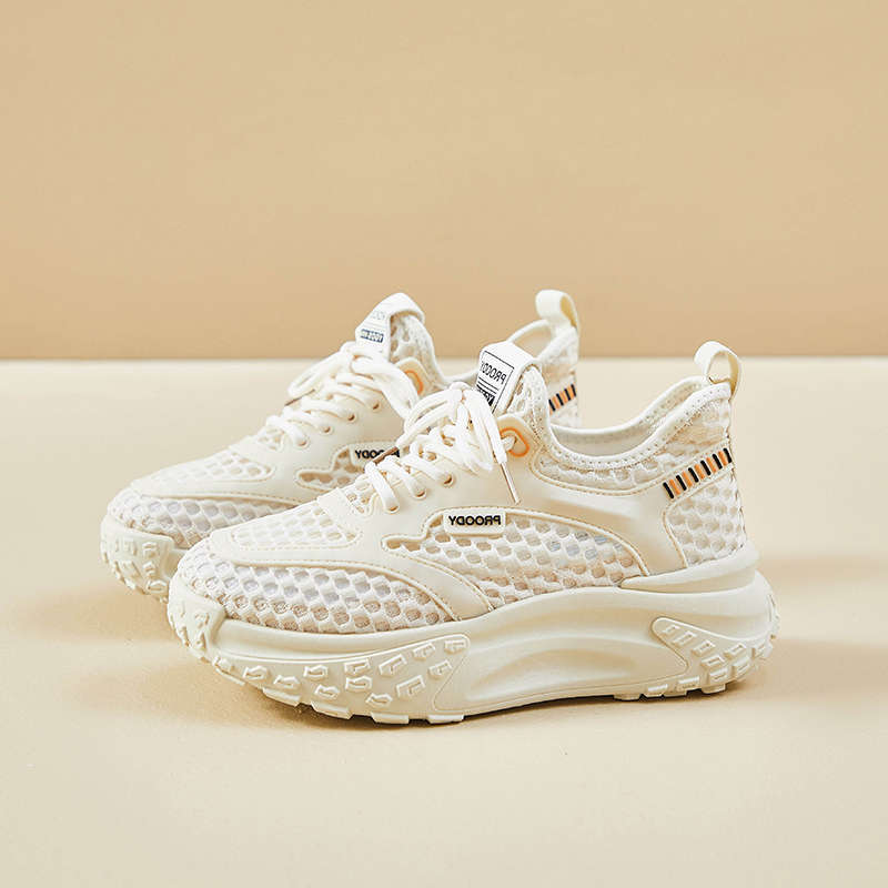 Thick-soled Dad Shoes Women's New Summer Breathable Mesh Hollow Soft Sole Thin Mesh Shoes Sports Lightweight Women's Shoes