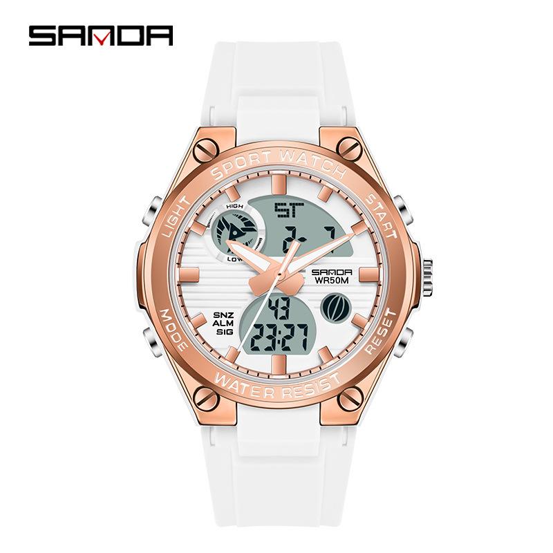 Sanda Men's Multifunctional Dual Display Luminous Waterproof Sports Watch for Teens