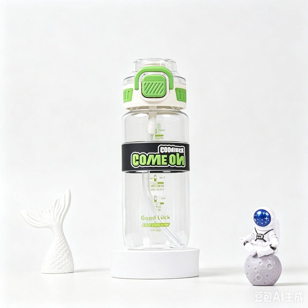 Water bottle plastic sports water cup summer transparent portable cup elastic cover straw cup outdoor riding summer kettle space cup