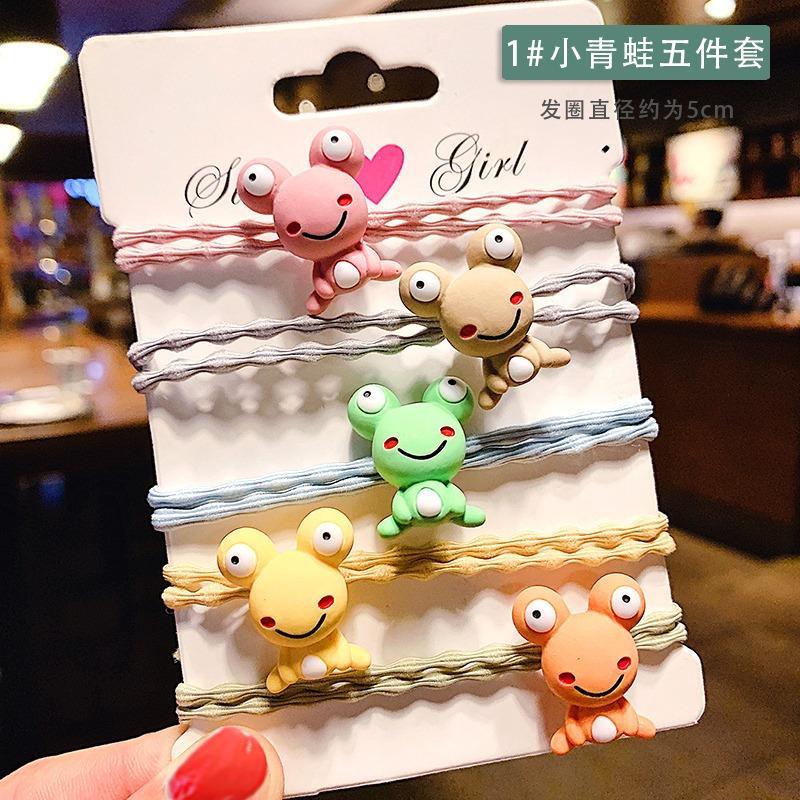 5 Pcs/set Cartoon Animals Flower Children Elastic Hair Rubber Bands Accessories For Girls Kids Scrunchies Tie Hair Rope Holder