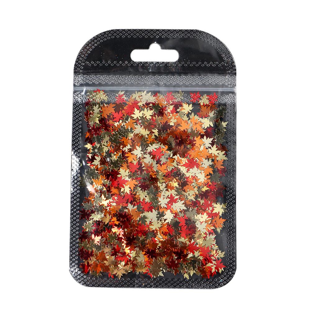 New Nail Art Bag Jewelry Autumn Maple Leaf Decoration Multi-Color Glitter Jewelry