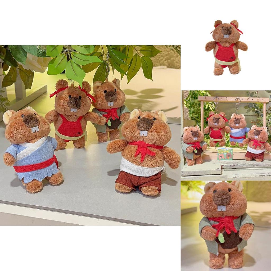 Ural Groundhog Plush Keychain With Clothing And Scarf Design For Backpack And Bag Decor