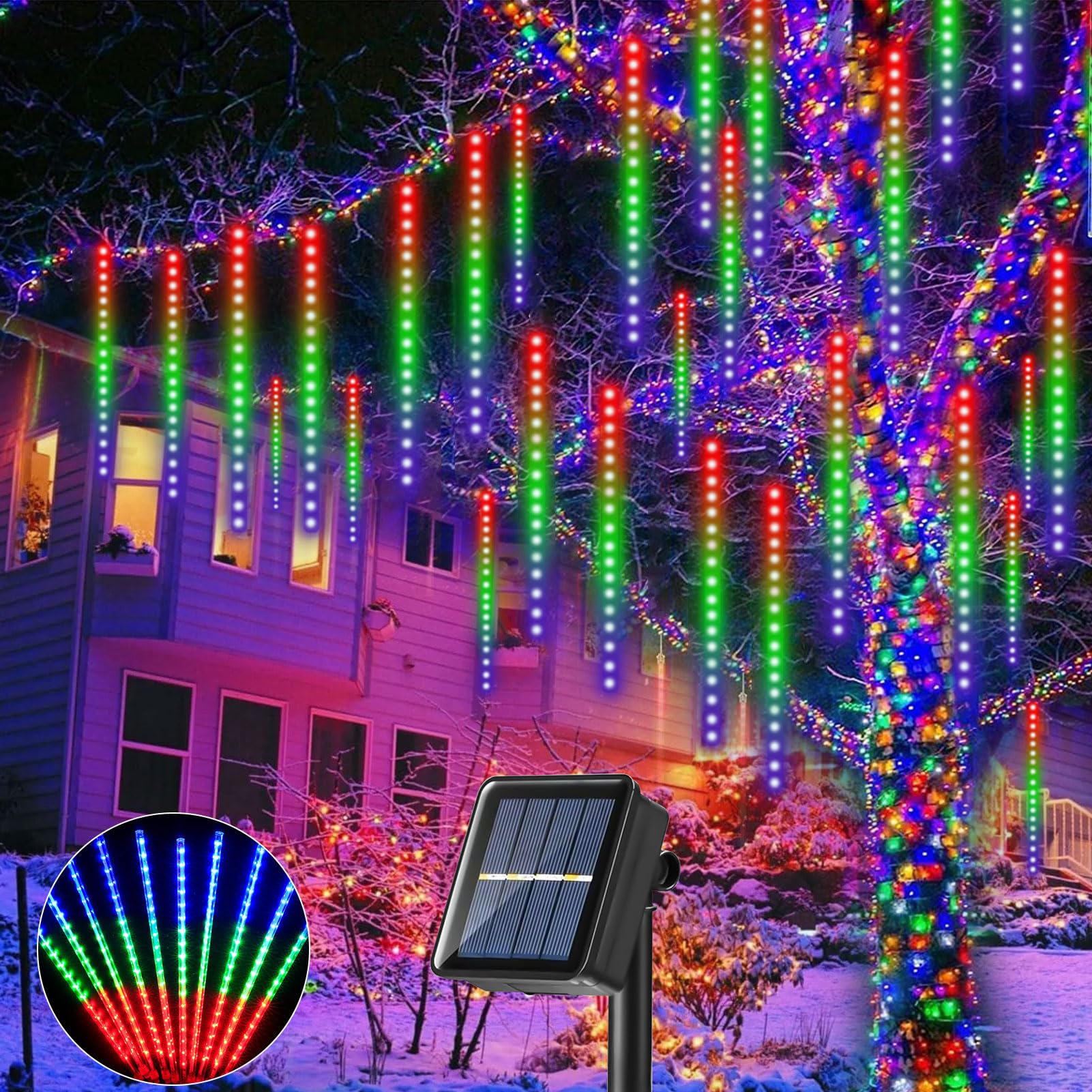

Outdoor Solar-Powered Illumination Lights, 30cm, 8 Shooting Star Lights, IP52 Waterproof, Christmas Illumination, High Brightness, Solar-Powered