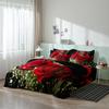 3Pcs Black Red Rose Hd Print Duvet Cover Set, Flower Art Printed Bedding, For Family Bedrooms Dormitories Hotels