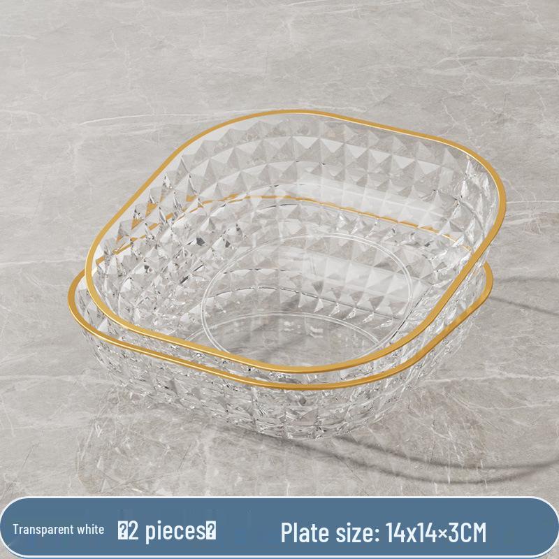Transparent Gold Rim Fish Bone Dish Holder Set, Easy To Clean, Multipurpose for Living Room