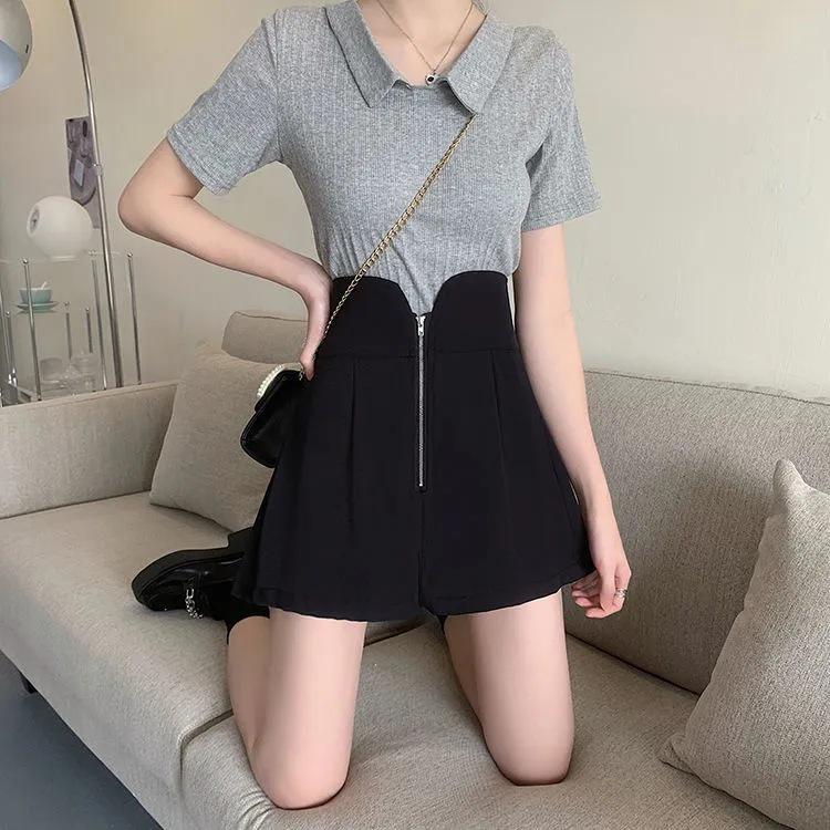 2024 Summer Plus Size Women's High Waist Wide Leg Zipper Shorts - Slimming A-line Casual Fit