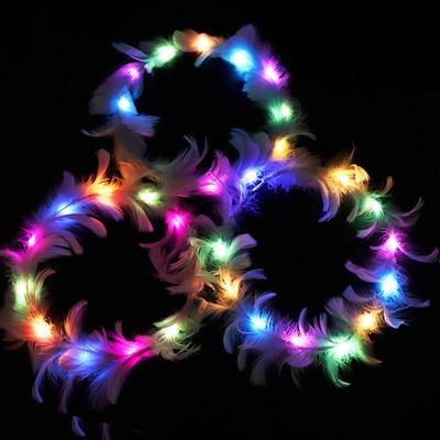LWN Metal Night Lichtgevende Krans Led Angel Feather Krans Hoofdband Fairy Feather Haaraccessoire