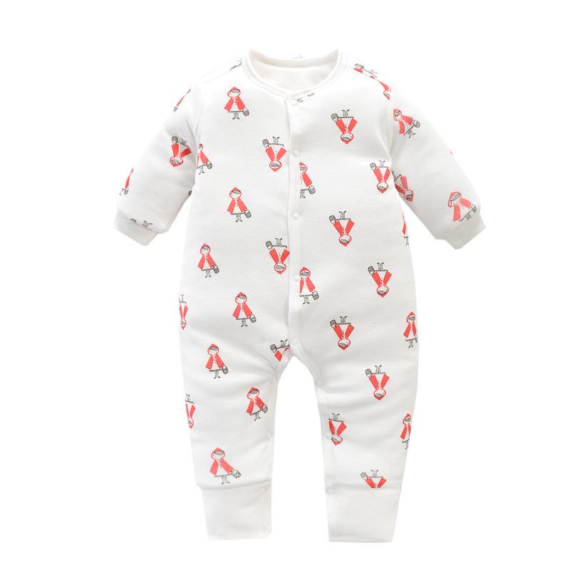 Wyprzedaż Zimowy Bawełniany Kombinezon Dziecięcy: Gruby, ciepły niemowlęcy kombinezon z długim rękawem