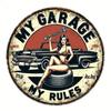 Vintage Round Tin Sign 8x8 Inch Retro Metal Wall Art Garage Man Cave Decor Industrial Pub Bar Workshop Decoration