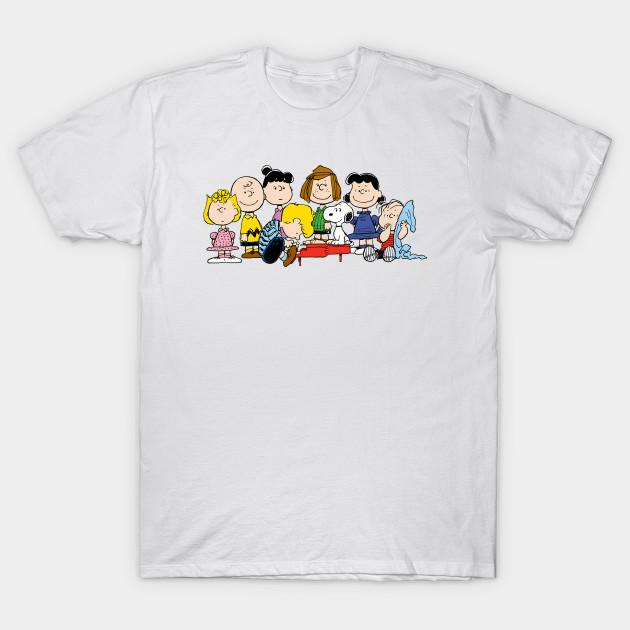 Men Black Print T-shirt Snoopy And The Peanuts Gang No-Cut Transfer Paper Print Cotton Tshirt M