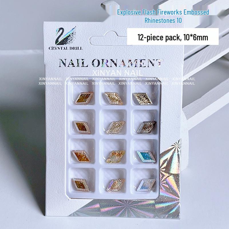 

3D переливні прикраси для нігтів у формі феєрверків з камінням стразів