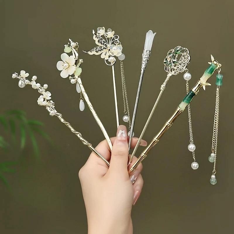 Women's Hair Needle Romantic Chinese Style Hair Accessory Alloy Jewelry Suitable for Daily Wear Gifts Girls Fashion Hairpin