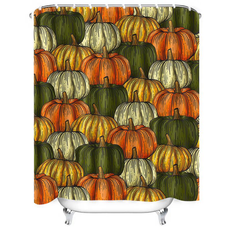 Tuniu Hand Drawn Pumpkin Pattern Shower Curtain Cute Fall Autumn Decor Kitchen Bathroom Decor