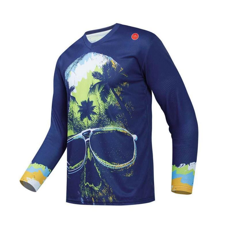 Personalized Skull-headed Downhill Suit Breathable Quick-dry Mountain Cross-country Motorcycle Riding Long-sleeved T-shirt Bicycle Shirt