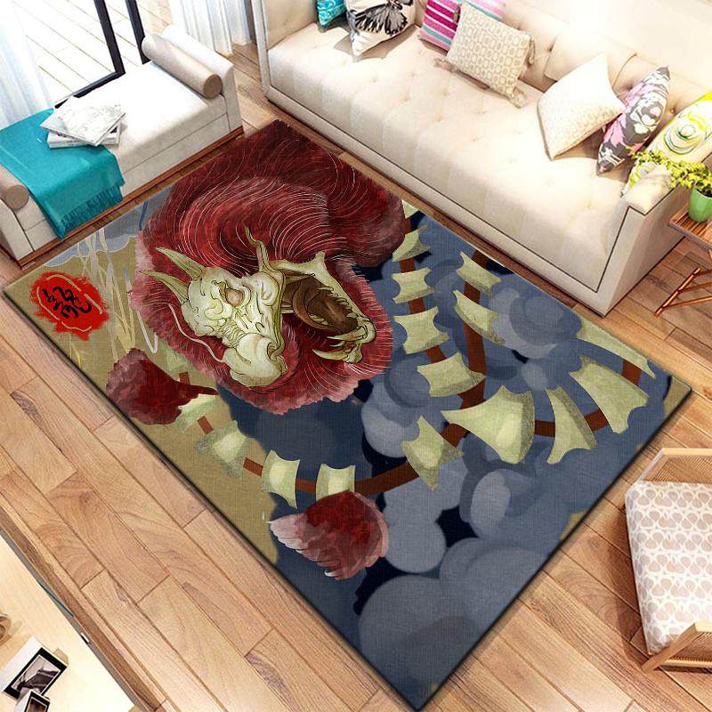 Twelve Chinese Zodiac Animals Painting Carpet for Living Room Large Area Rug Black Soft Carpet Home Decoration Mats Boho Rugs