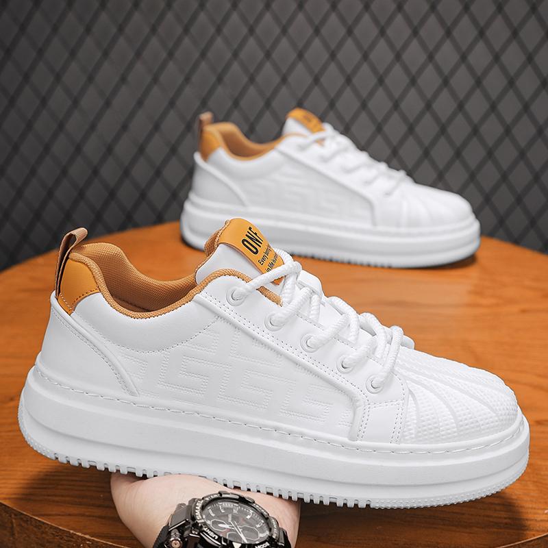 Fashion Men's thick soled casual shoes breathable soft sole four season comfort students white shoes outdoor walking sports board shoes