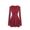 Herbst Winter V-Ausschnitt Elegant Mode Strick Mini Kleid Damen Langarm Allround Unterkleid Robe Vestidos