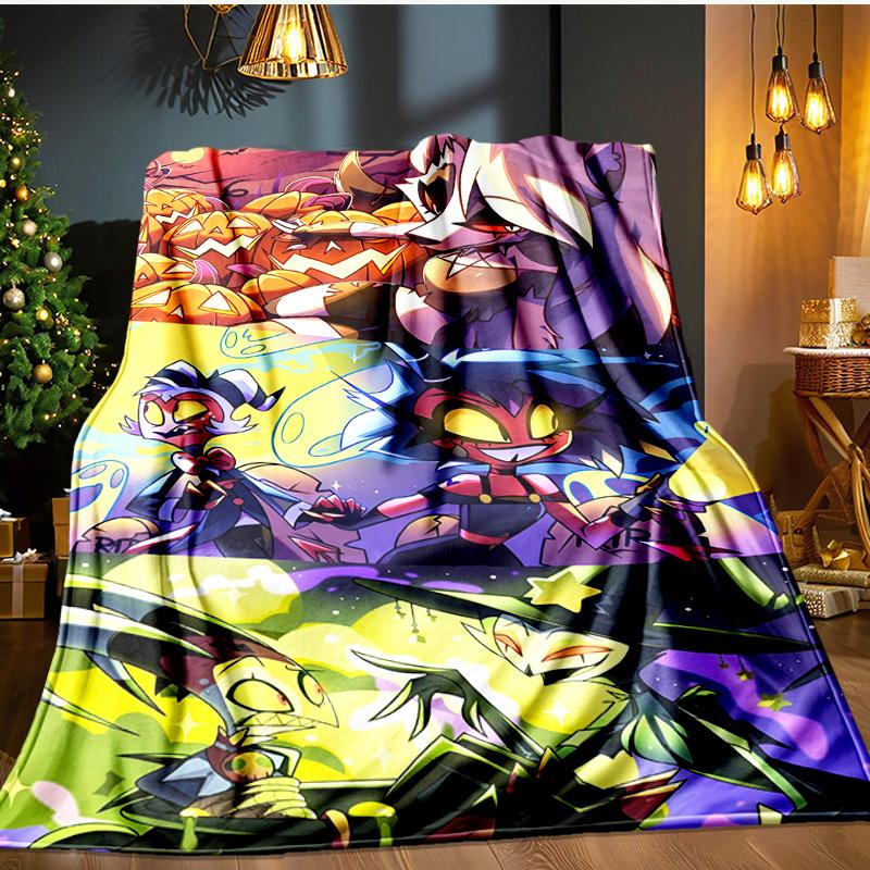 Cityscape Hazbin Nightmares Blanket Flannel Throw for Sofa, Indoor, Camping, Living Room, Office, Chair, And Bed Soft Birthday Gift