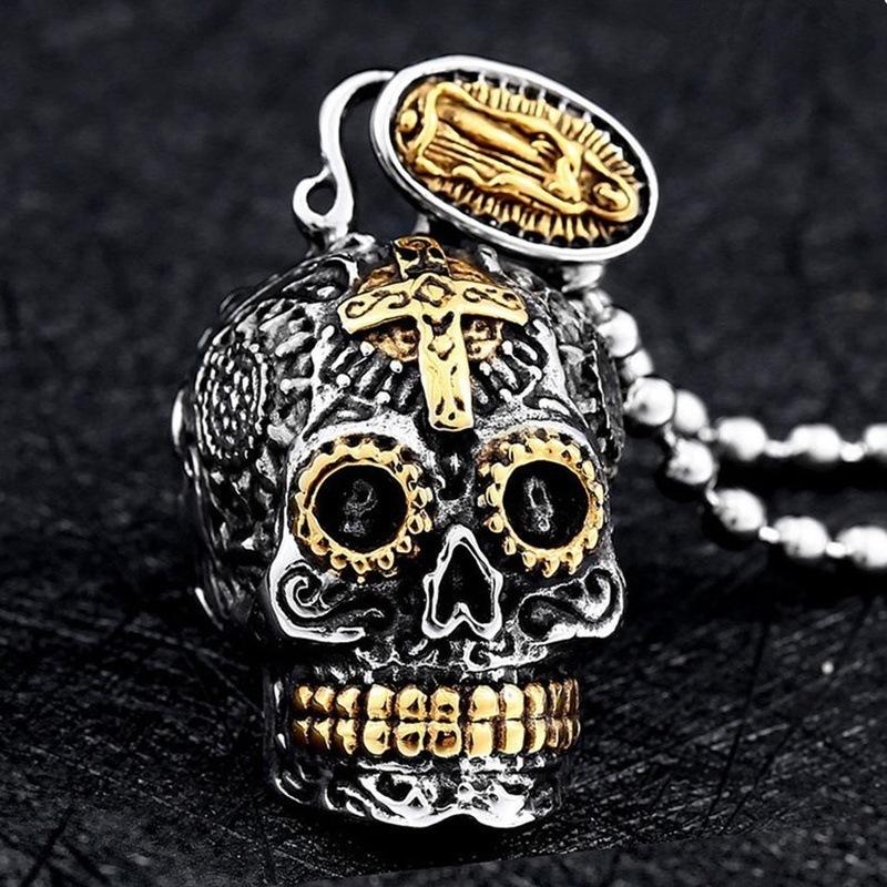 New Personalized Retro Cool Mens Skull Pendant Necklace