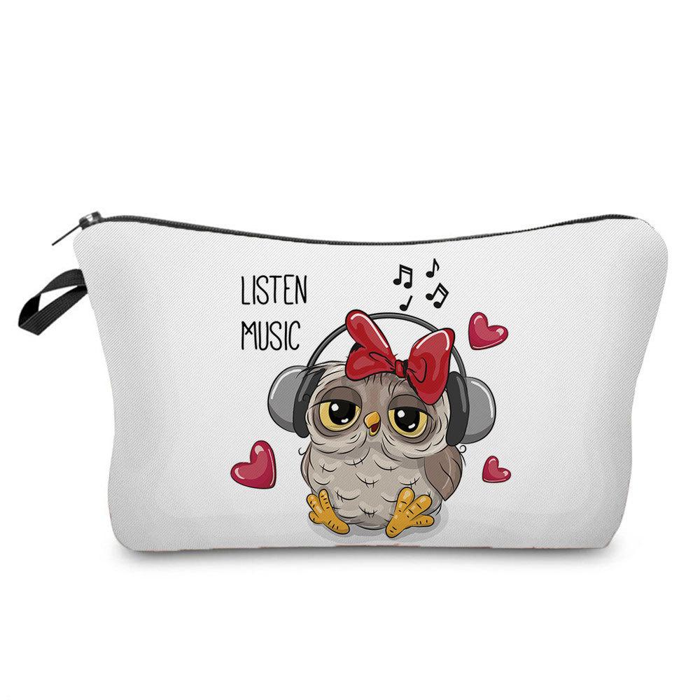 Women Owl Print Cosmetic Bag Toiletries Organize Travel Storage Case 6697