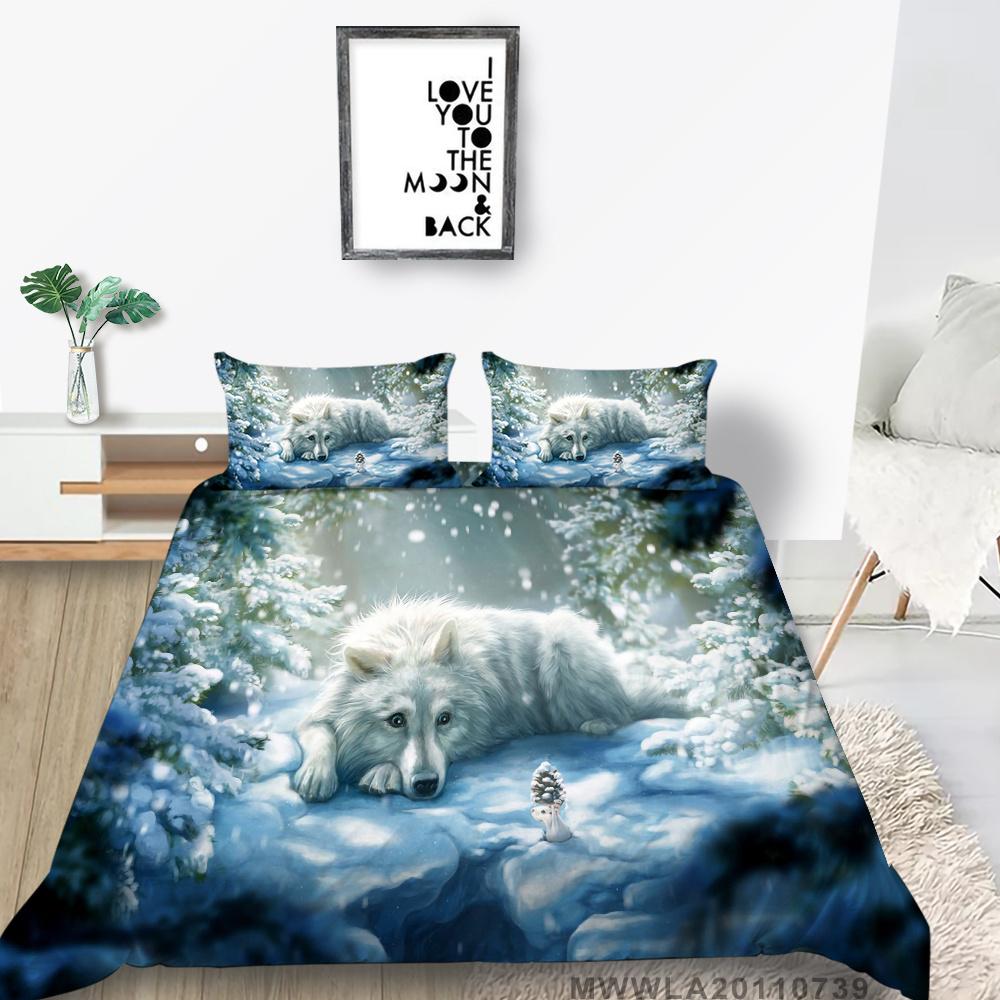 2023 New Style 3D Luxury Style 2/3PCS Bedding Suit Bed Comfortable Duvet Cover Set Wolf Printed Home Textiles Polyester Boy Gift