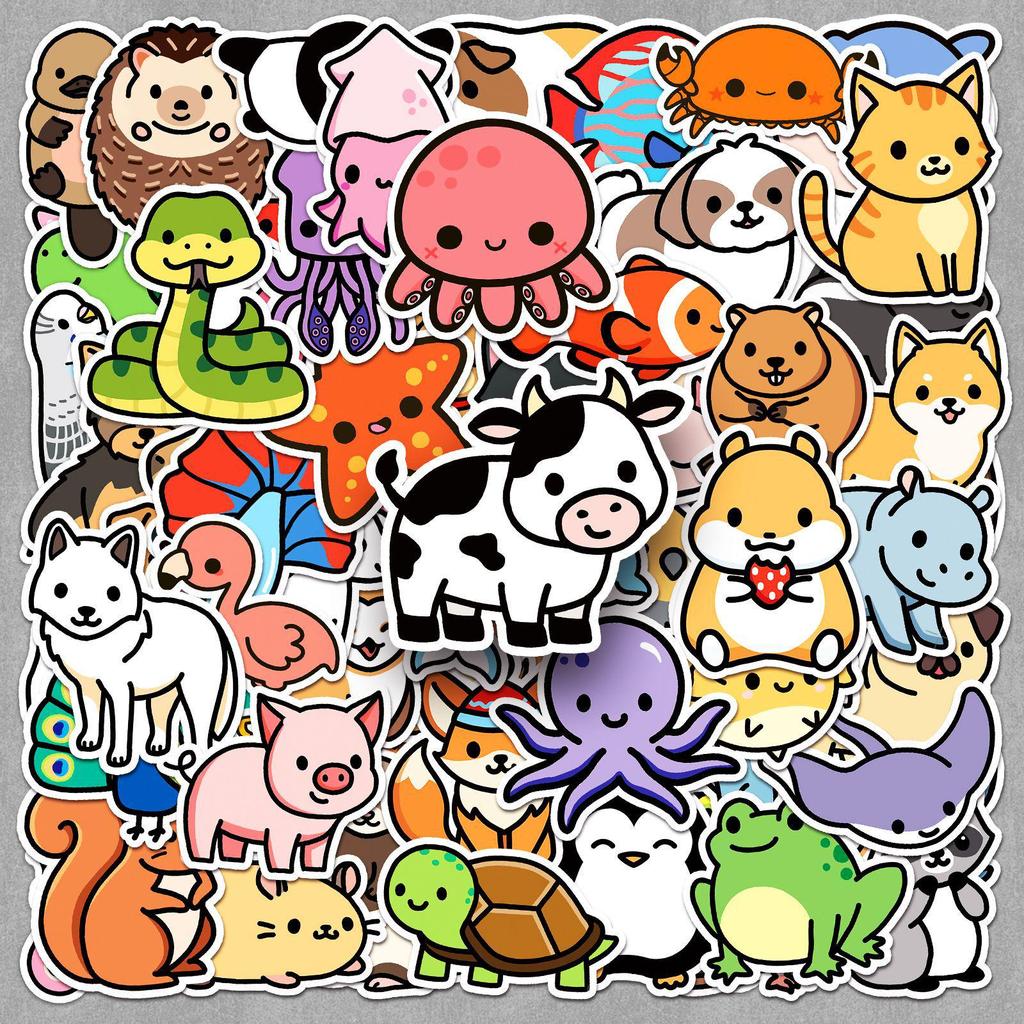 100 Cartoon Animal Waterproof Stickers - Cute Decorative Stationery for Journals and DIY Projects