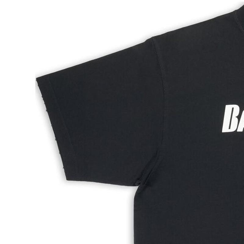 (WMNS) Balenciaga Caps T-shirt Boxy Fit 'Black' Women's 651795TNVL11070