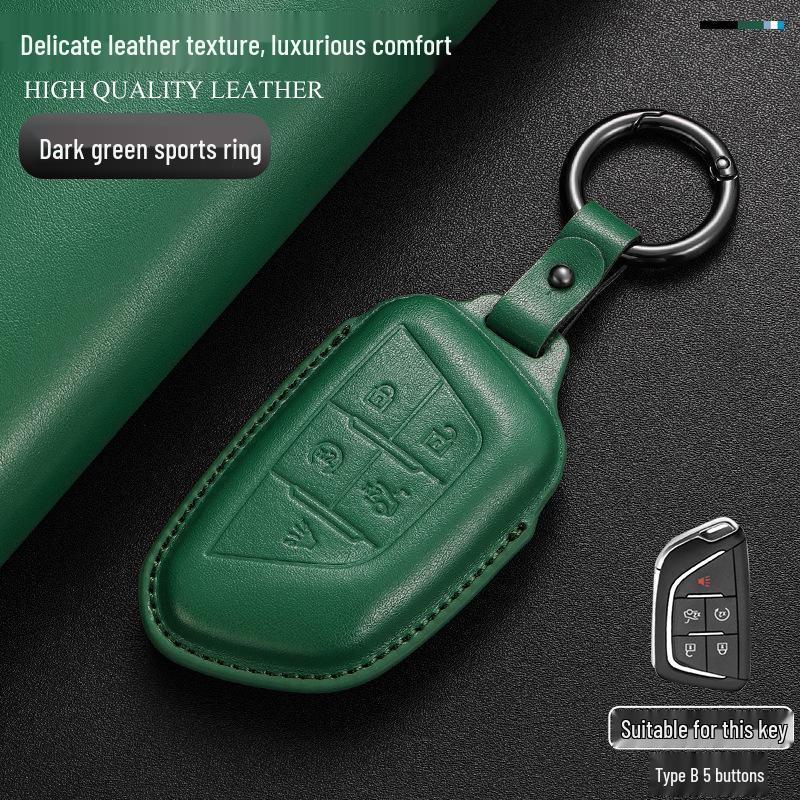 Genuine Leather Key Case for Cadillac: Compatible with CT6, XT5, XT4, XT6, CT4, CT5, XTS, GT4, and ATSL Models.