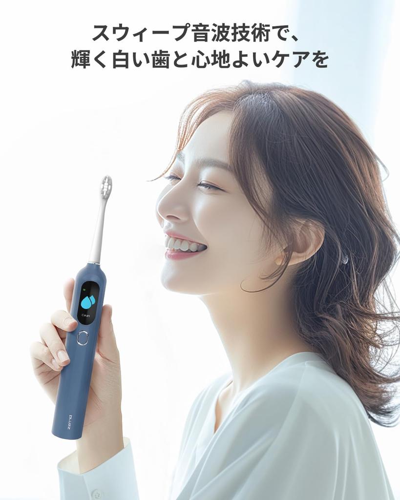 PLUZZ EB1 Sonic Electric Toothbrush with 2025 Innovative Sweep Vibration 6 Replacement Brush 3 Smart Brushes Per Gum Storage Case Included Technology,