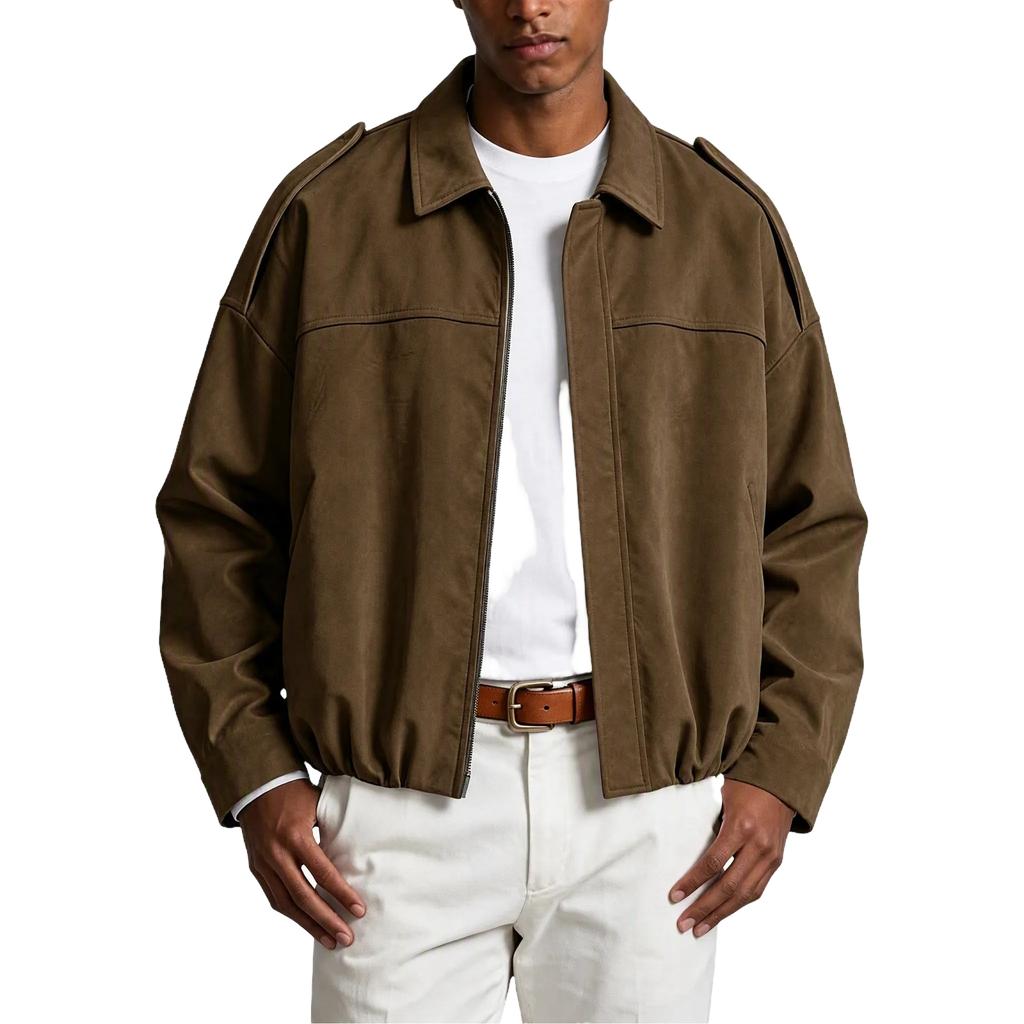 Men's Vintage Lapel Jacket, Retro Loose Fit Casual Outerwear for Spring and Fall