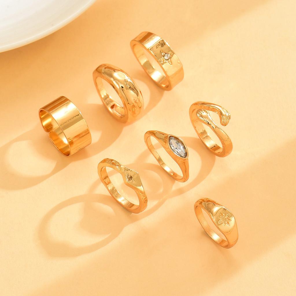 Geometric Star Ring Jewelry Set With Electroplated Zinc Alloy For Womens Fashion Accessories