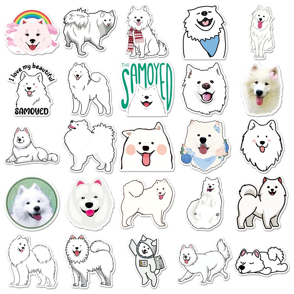 10/30/50pcs Kawaii Cute Samoyed Cartoon Stickers Cute Animal Dog Sticker DIY Water Bottle Phone Case Suitcase Decals Decoration