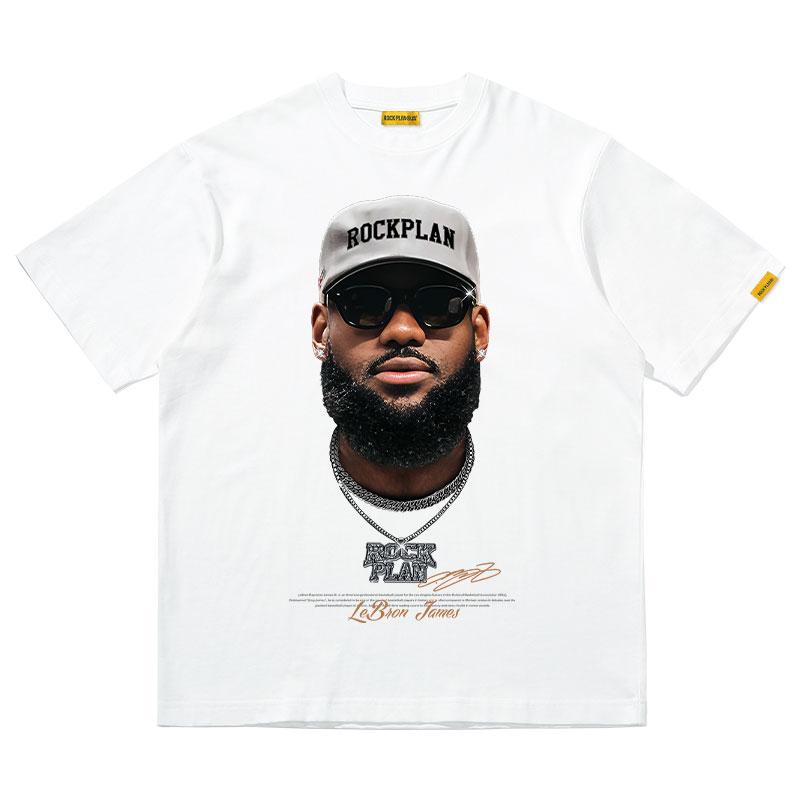 James Big Head American Print Short Sleeve Loose T-shirt Sports Basketball Jersey Tide Graphic T Shirts Men Clothing Oversized