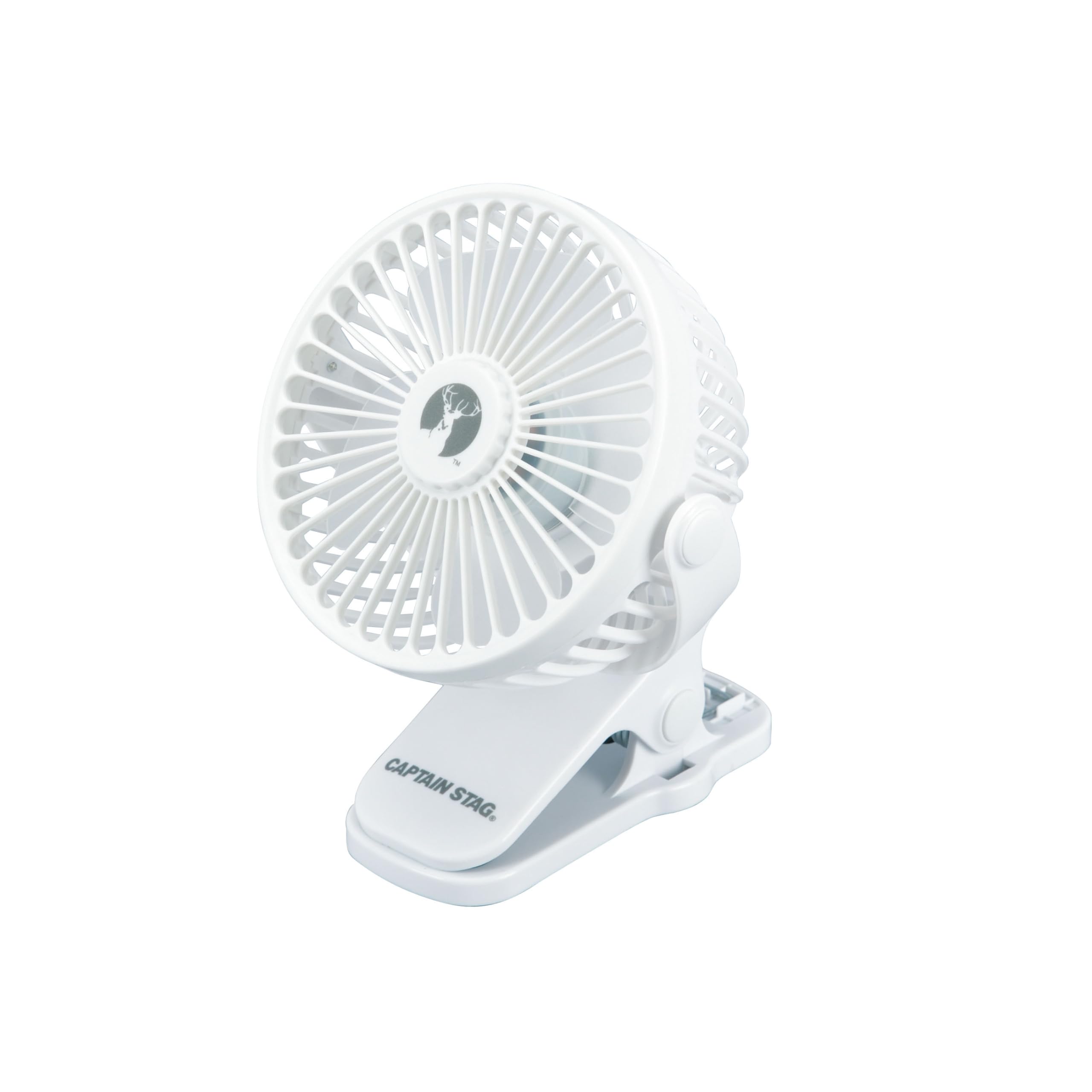 

CAPTAIN STAG Outdoor Portable Fan Tabletop Fan Clip Fan 2WAY Omnidirectional Adjustable 3 Level Wind Adjustment USB Rechargeable White UW-4519