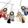 1pair Fashion Bohemian Women Long Leaves Thread Tassels Dangle Hook Earrings Eardrops Jewelry.