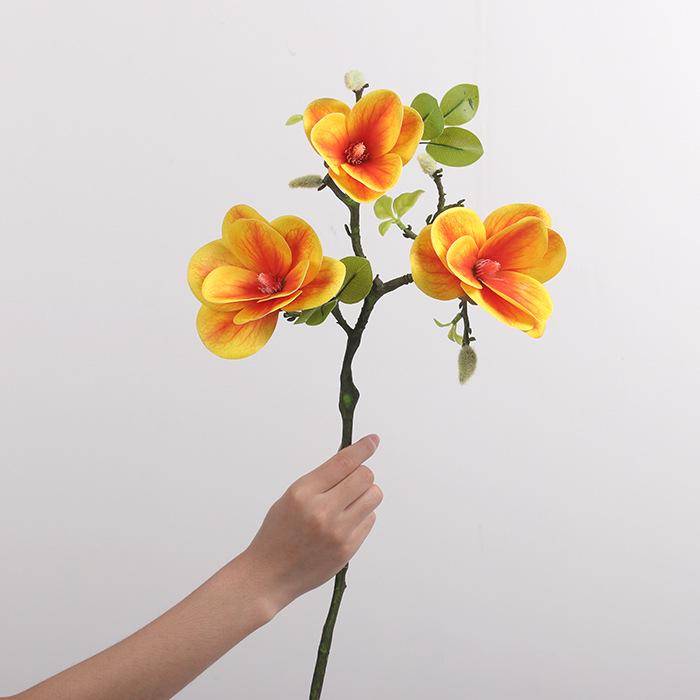 High-End Lifelike Magnolia Artificial Flower Ornaments for Living Room & Dining Table Decor
