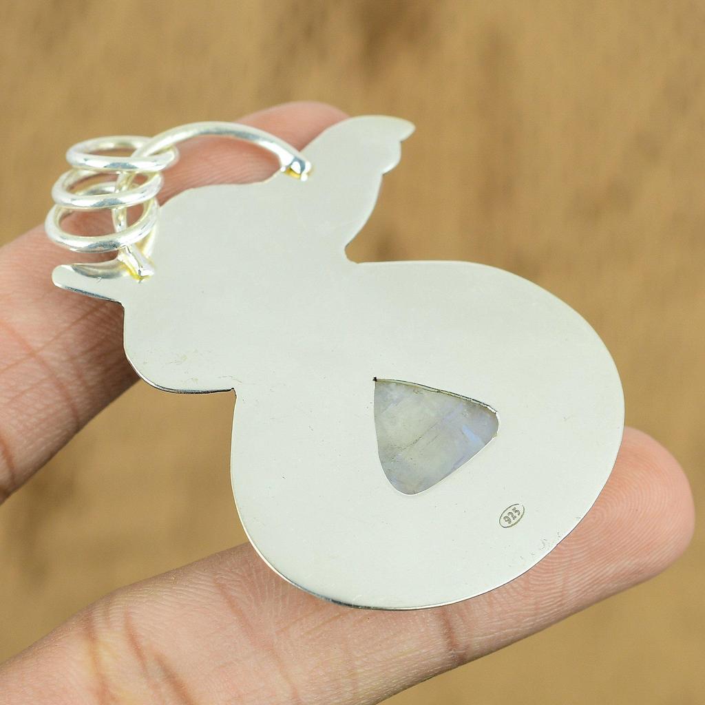 Wedding Gift For Her 925 Silver Natural Rainbow Moonstone Gemstone Pendant