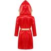 Kids Boys Boxing Robe Boxer Cosplay Costume Long Sleeve Metallic Trim Satin Hooded Cloak Kickboxing Gown for Halloween Party