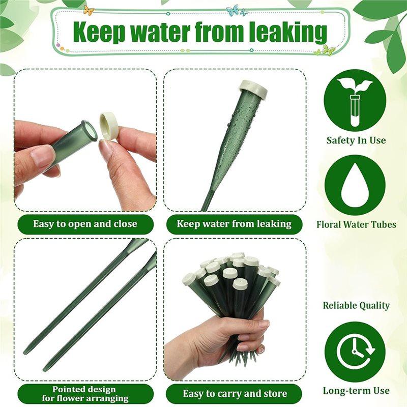 Floral Water Tubes 6 Inch(150 Pcs) With Rubber Caps- Perfect For Flower Arrangement Projects