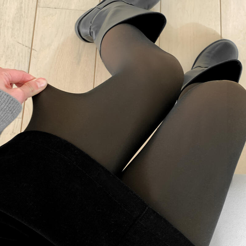 Winter see-through illusion stockings with fleece lining and cold-weather leggings (220g)