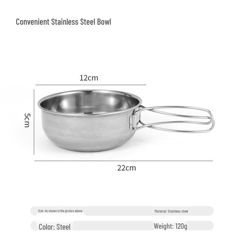 CENLOON 304 Stainless Steel Portable Folding Camping Bowl Set