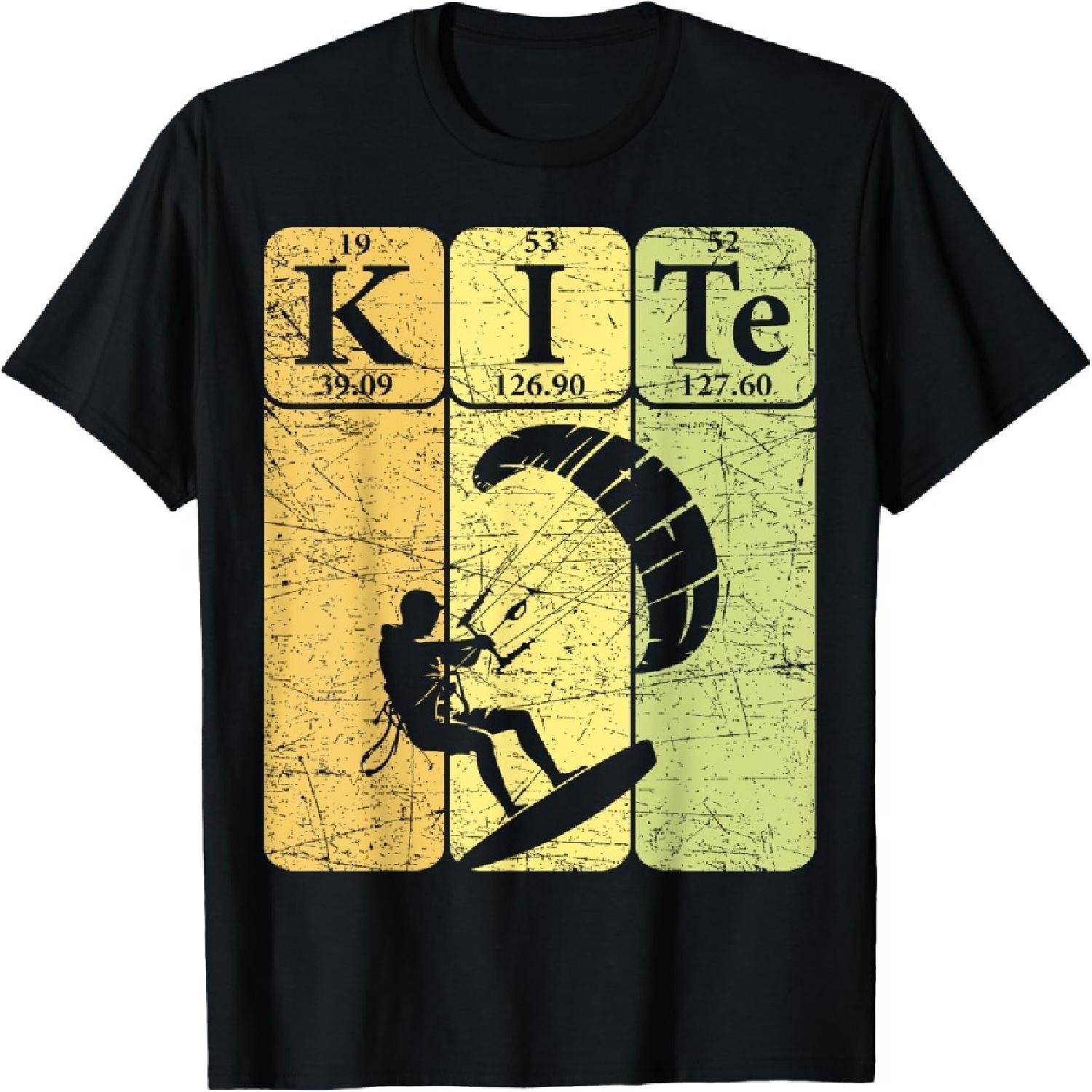Kitesurfing Periodic Table Elements Kiteboarding Retro T-Shirt(21) S
