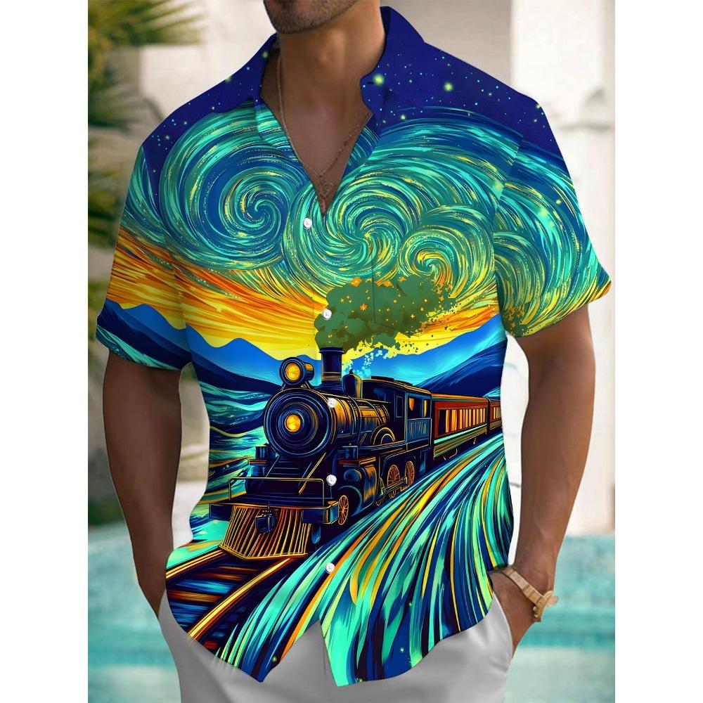 

Летняя гавайская рубашка весна/лето мода мужская рубашка для отдыха на улице прогулки турист пляж принт полностью открытая рубашка с коротким рукавом на пуговицах 4XL