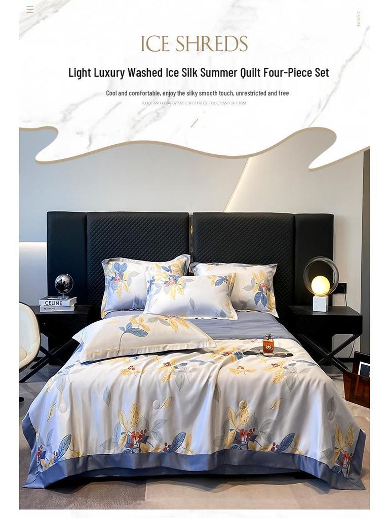 Washable Tencel Summer Quilt Set: Single & Double, Air Conditioning, Machine-Washable, Cool & Thin for Spring & Summer