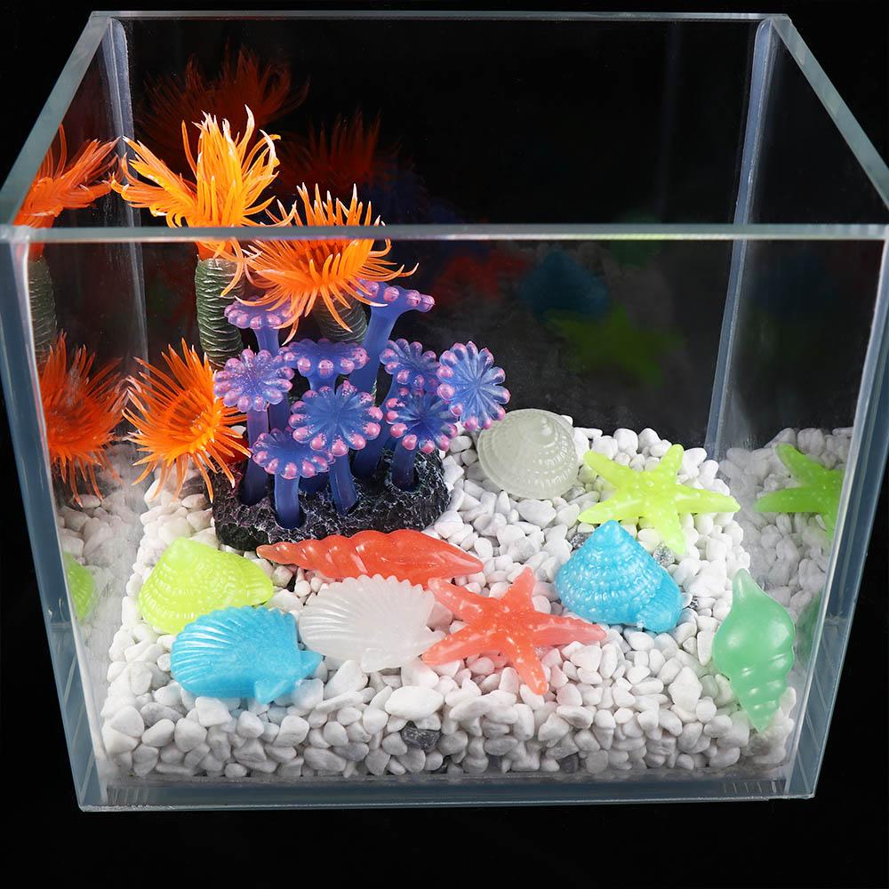 10Pcs Home Decor Mix Luminous Stone Sea Shells Aquarium Beach Conch Fish Tank Decor