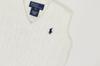 POLO RALPH LAUREN Baby Size V-Neck Cotton Cable Knit Vest, Size 12M, White (Navy), 01020046 [Parallel Import]