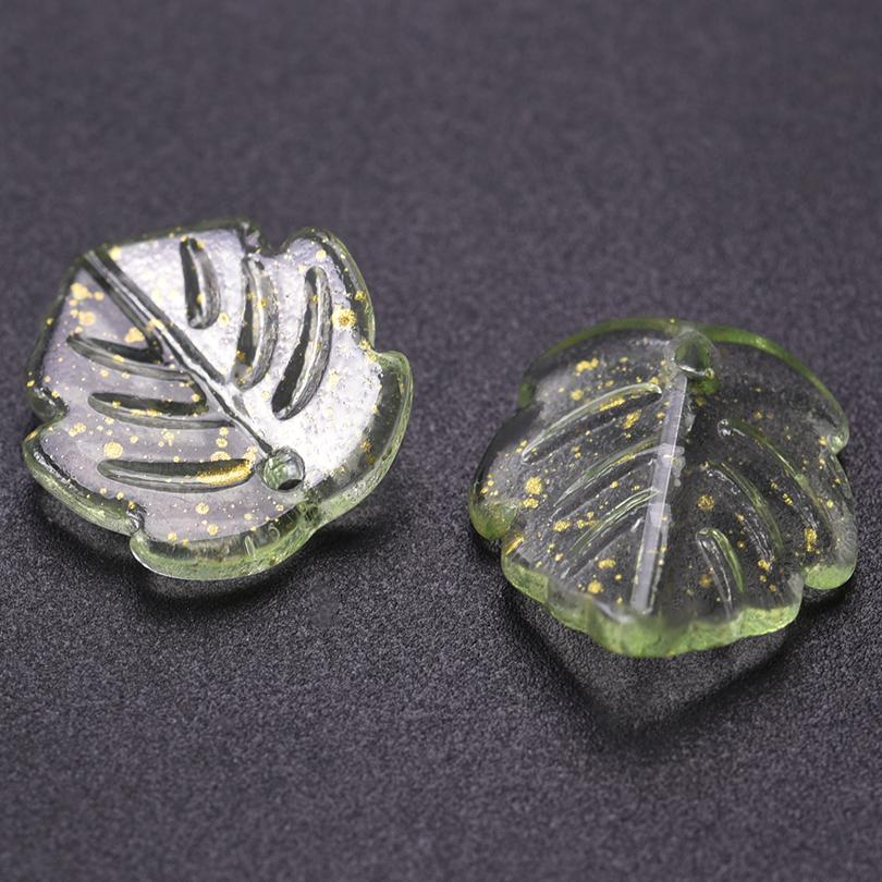 50pcs Mix Glass Shell Ginkgo Leaf Glans Dorsal Lobe Glass Charms For Jewelry Making Supplies Plant Accessories Handmade Pendant