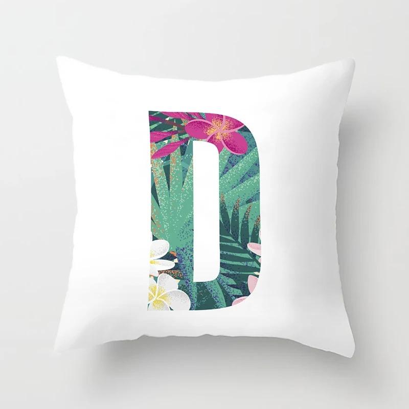 Luxury Home Pillowcase Square Office Decoration Cushion Cover Simple Floral English Letter Pattern Decoration