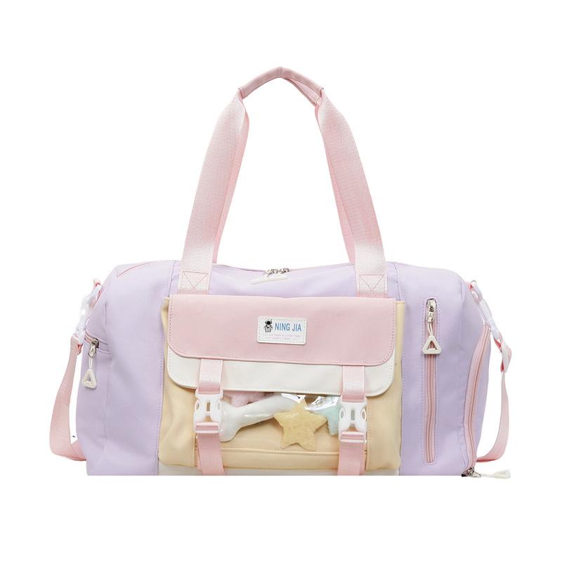 Small Fresh and Sweet Travel Bag Large Capacity Dry and Wet Separation Soft Sister Yoga Fitness Bag Student School Season Duffel Bag