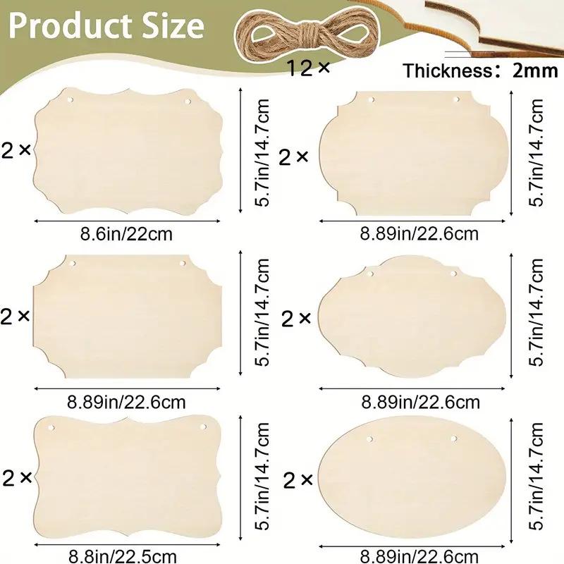 12-Pack Hanging Rectangular Wooden Signs with Rope for DIY Painting and Writing